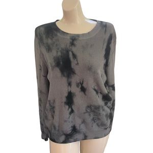 Fate Women’s Sweater Pullover Tie Dye Distressed Shoulder Crew Neck 100% Cotton